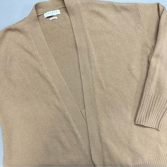 Sandro Cardigan Wool Cashmere Blend Oversized Sweater Italian Yarn Side Slit 2 - Picture 3 of 9